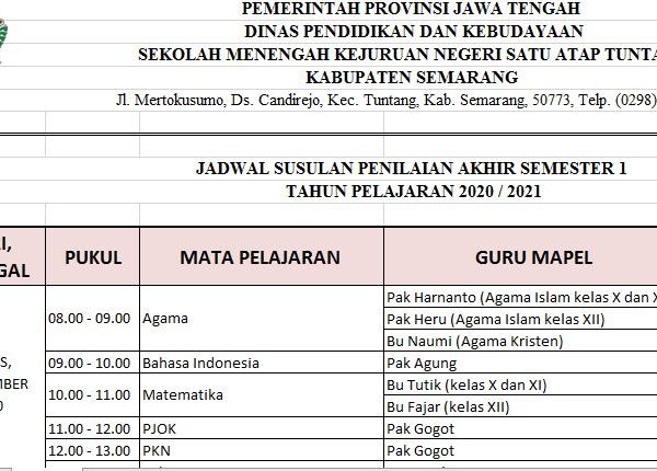 Jadwal Susulan PAS
